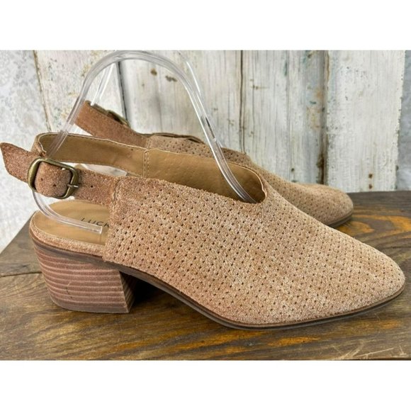 Lucky Brand Shoes Lideton Slingbacks Soft Tan Suede Slip-On Woman’s Size 8.5 - Picture 3 of 9